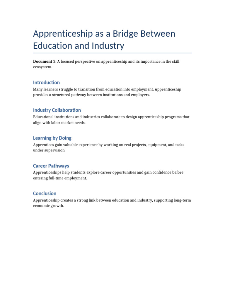 Apprenticeship Skill Ecosystem Document 3 | PDF