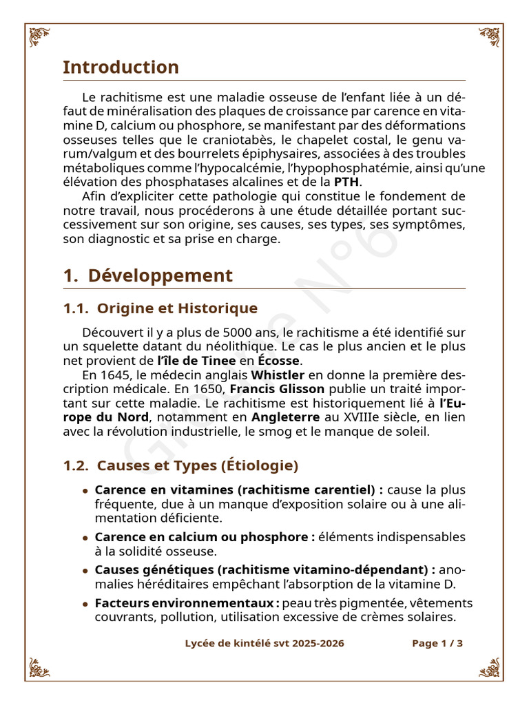 Rachitisme Document | PDF | Vitamine D | Maladies et troubles