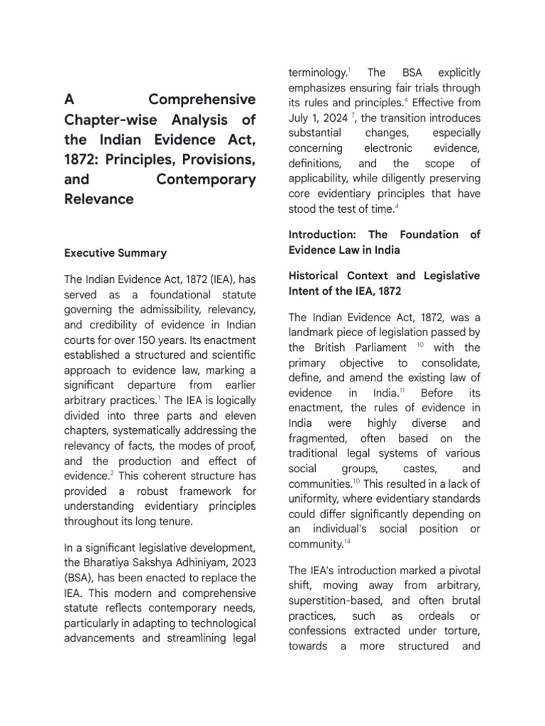 Indian Evidence Act Chapter Analysis | PDF | Evidence (Law ...