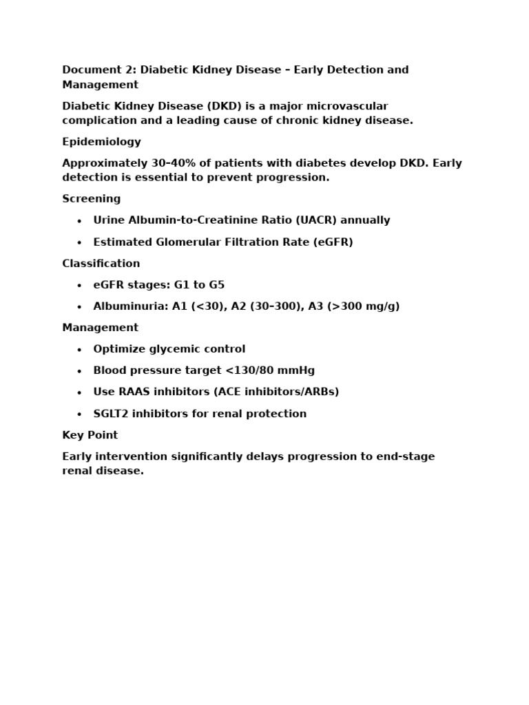 Diabetic Kidney Disease (DKD) Early Detection and Management | PDF