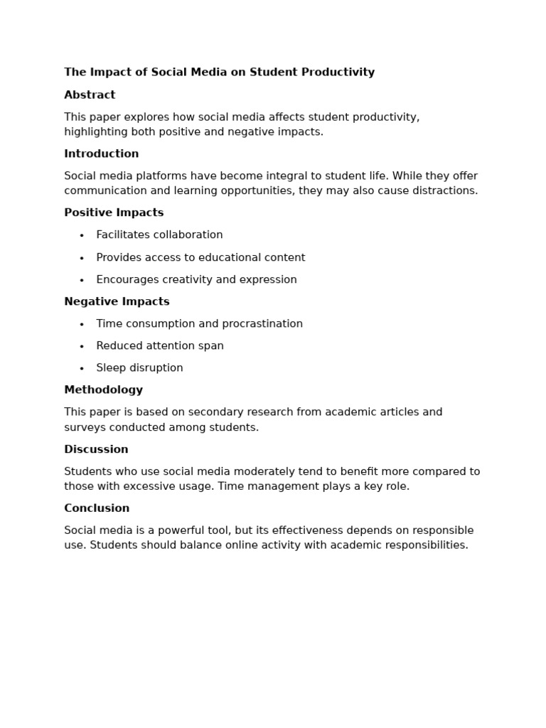 The Impact of Social Media on Student Productivity | PDF