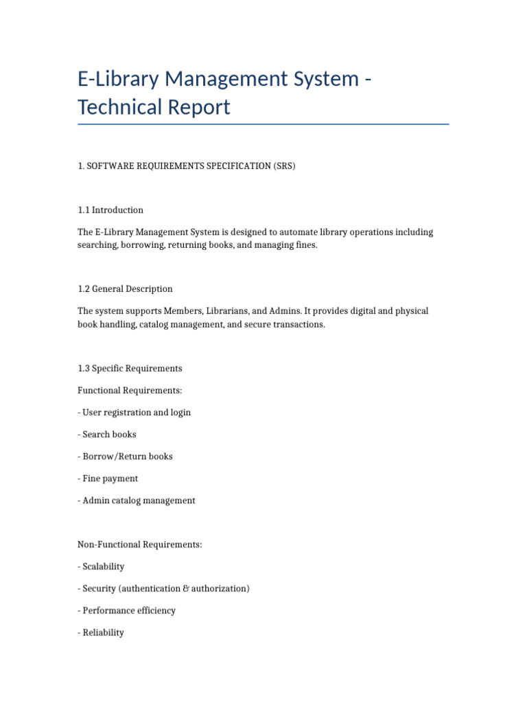 E Library Final Report | PDF