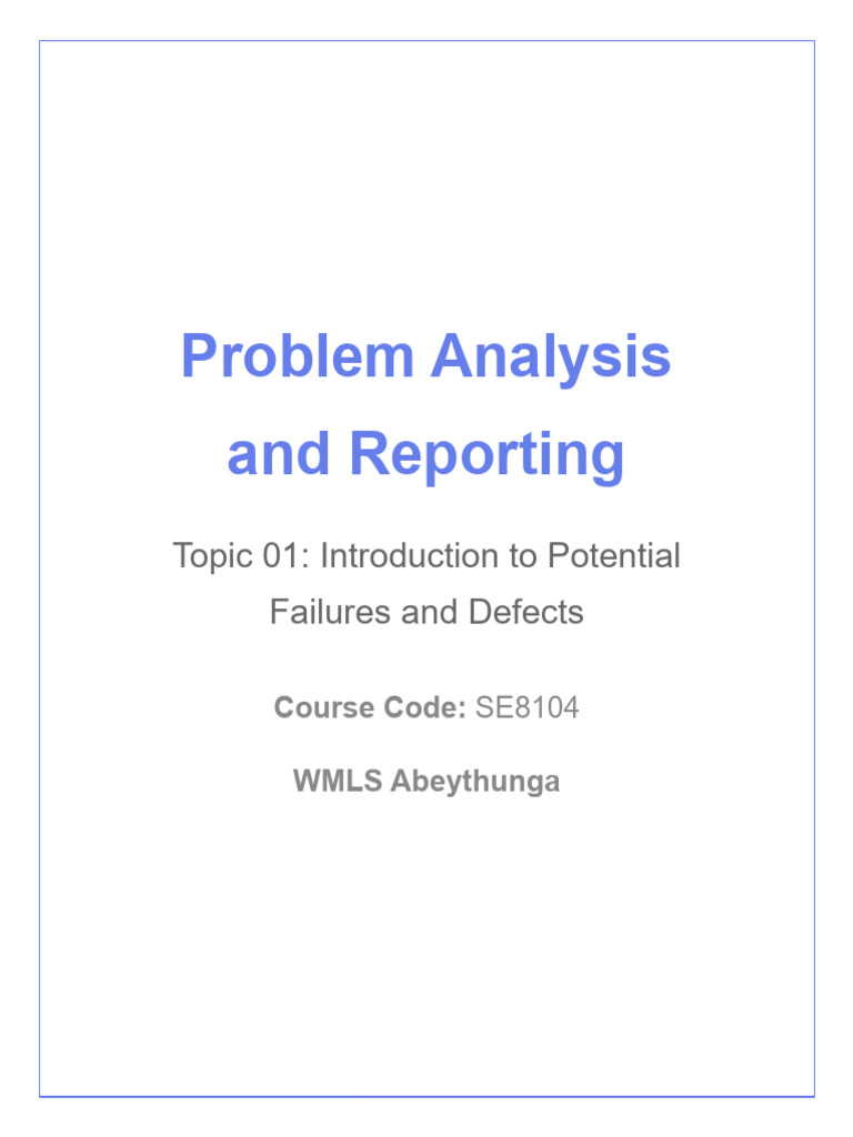 Topic 01_ Potential Failures and Defects | PDF | Software Testing ...