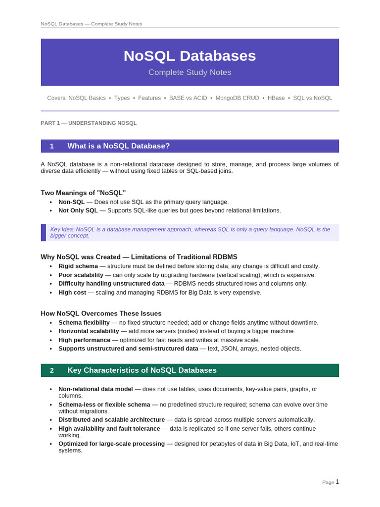 NoSQL Complete Notes (1) | PDF | No Sql | Databases