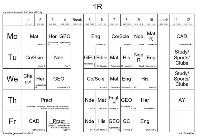 1red Timetable | PDF