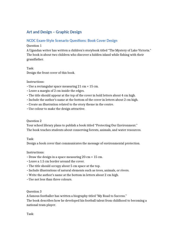 Book Cover Design Ncdc Questions | PDF