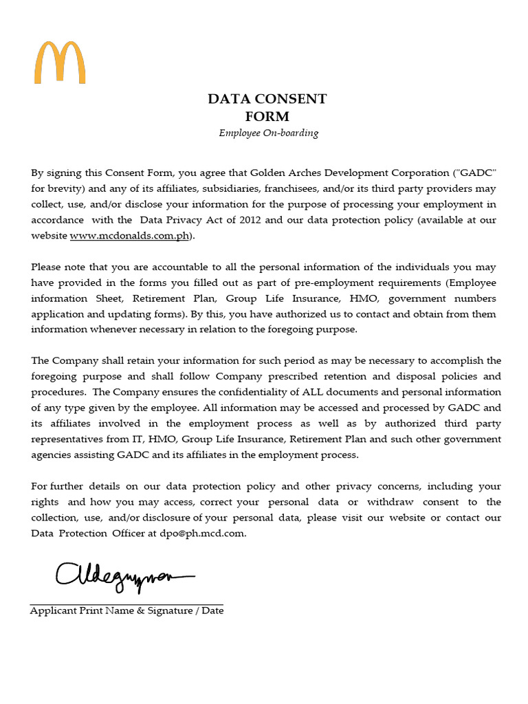 2. Onboarding - Data Consent Form | PDF