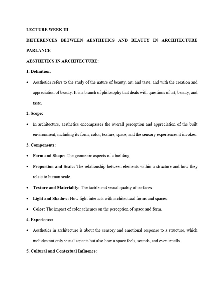 Arch Ctriticism Lec III | PDF | Aesthetics | Beauty