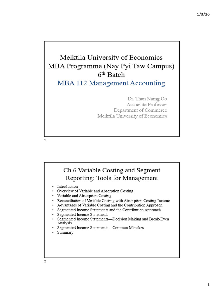 Ch 6 Variable Costing and Segment Reporting | PDF | Income Statement ...