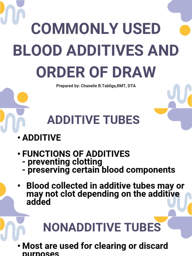 Commonly Used Additives and Order of Draw - Copy (1)1 | PDF | Blood ...