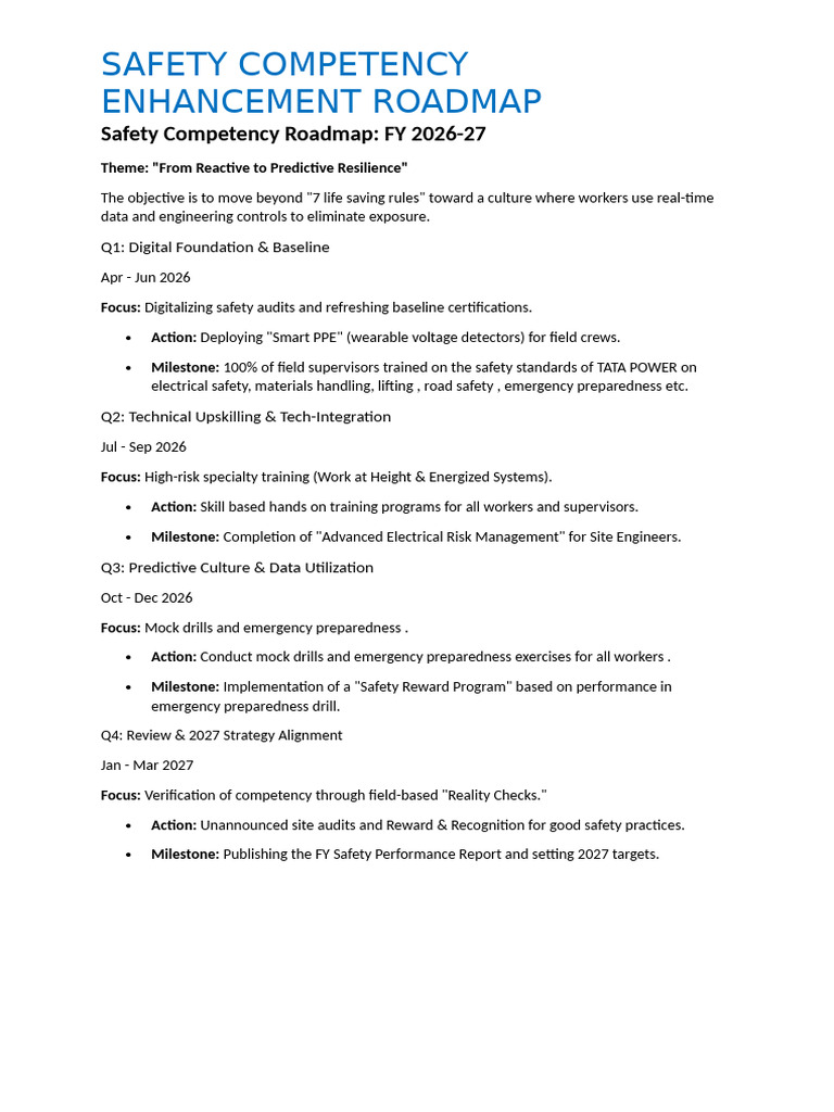 Safety Competency Roadmap FY 26-27 | PDF