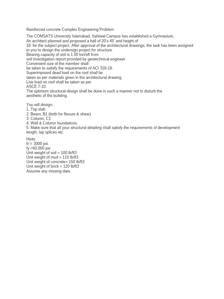 Reinforced Concrete Complex Engineering Problem | PDF
