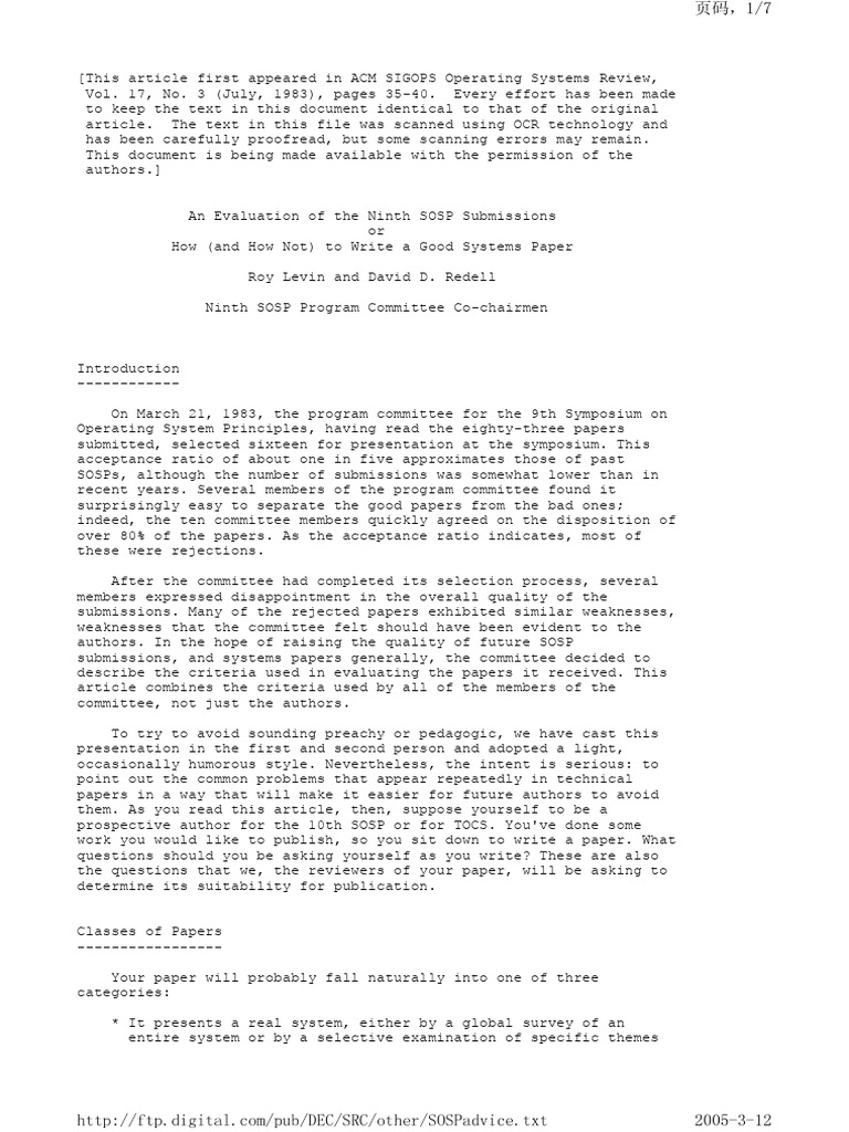 How (and How Not) to Write a Good Systems Paper | PDF