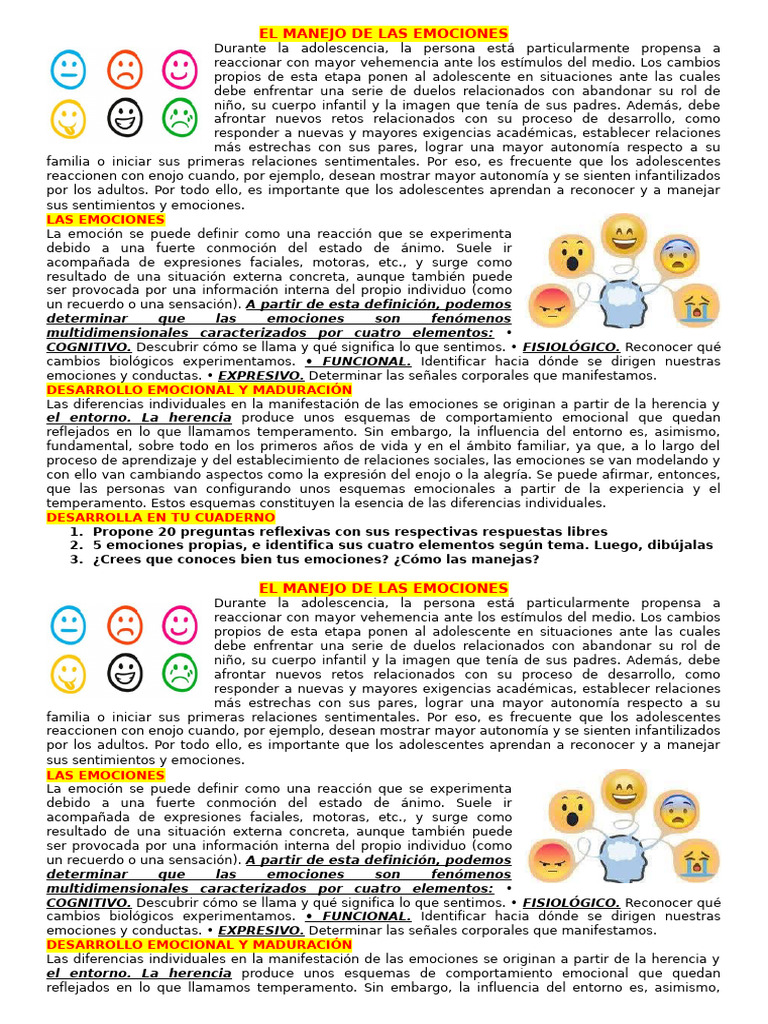 3° El manejo de las emociones | PDF | Las emociones | Ira