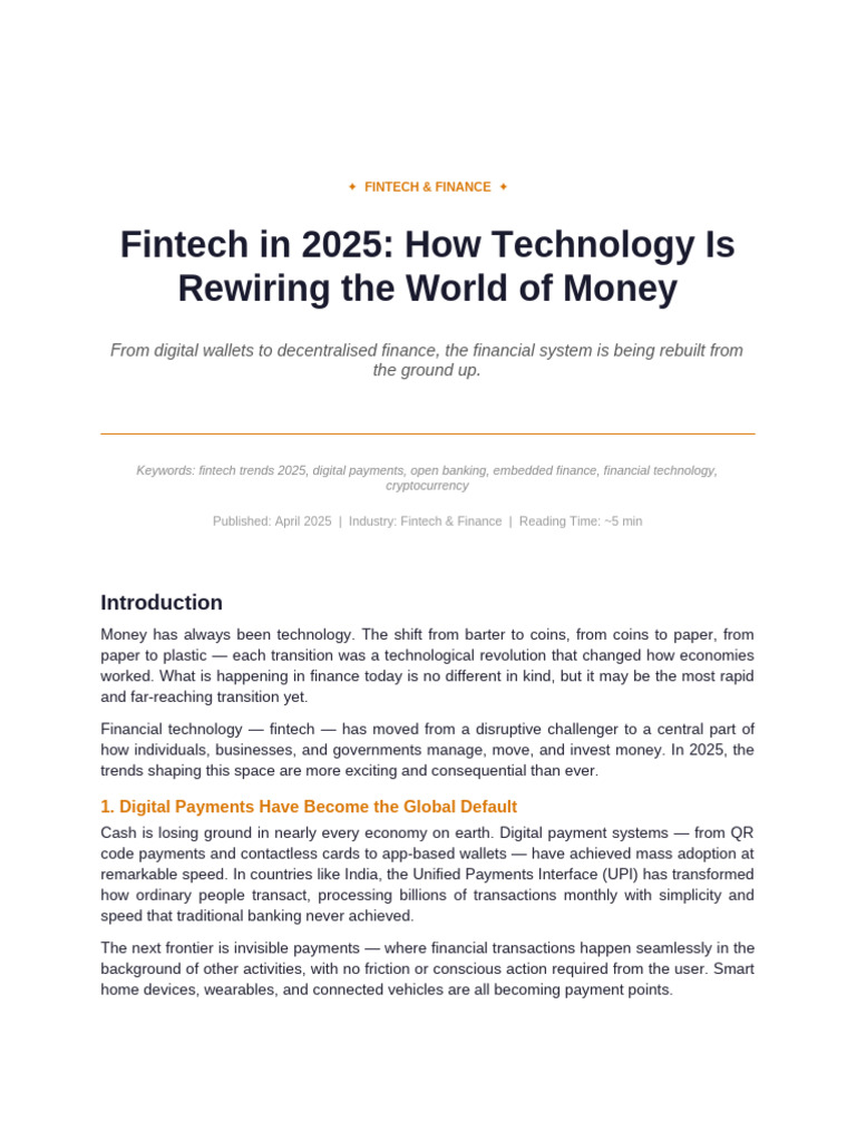 Blog 5 Fintech Finance | PDF | Financial Technology | Finance & Money ...