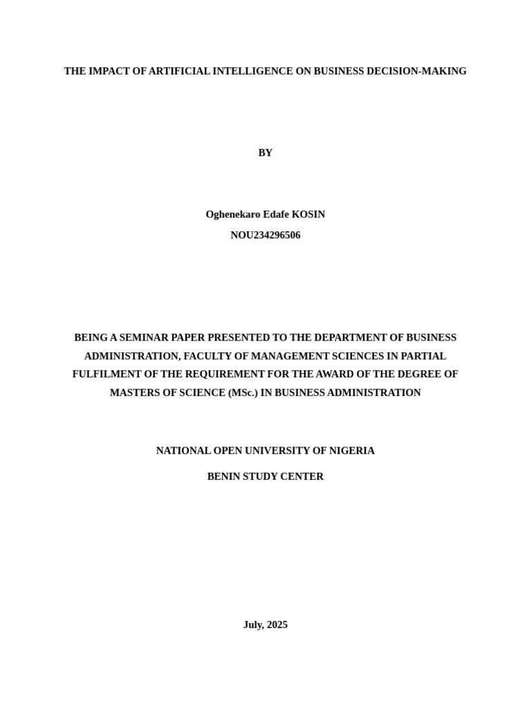 The Impact of Artificial Intelligence on Business Decision-Making | PDF ...
