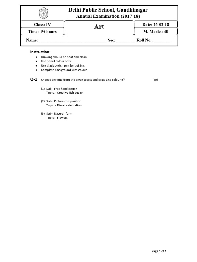 Question Paper of Annual Examination Class 4 | PDF | Area | World Wide Web