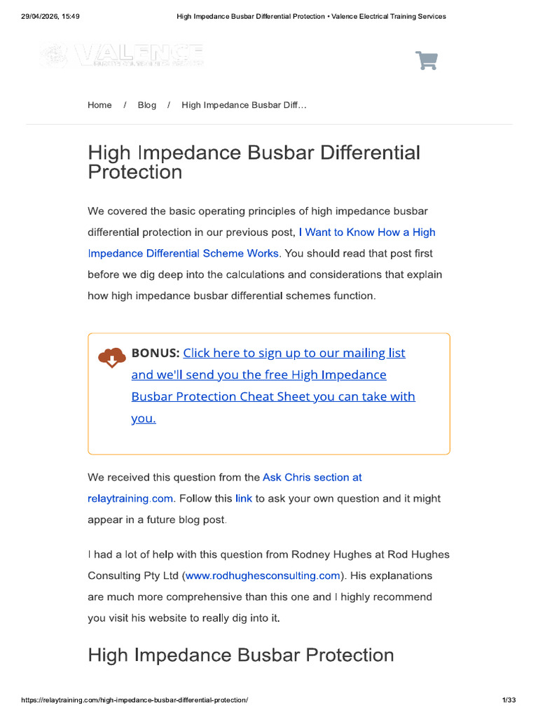 High Impedance Busbar Differential Prot.. | PDF