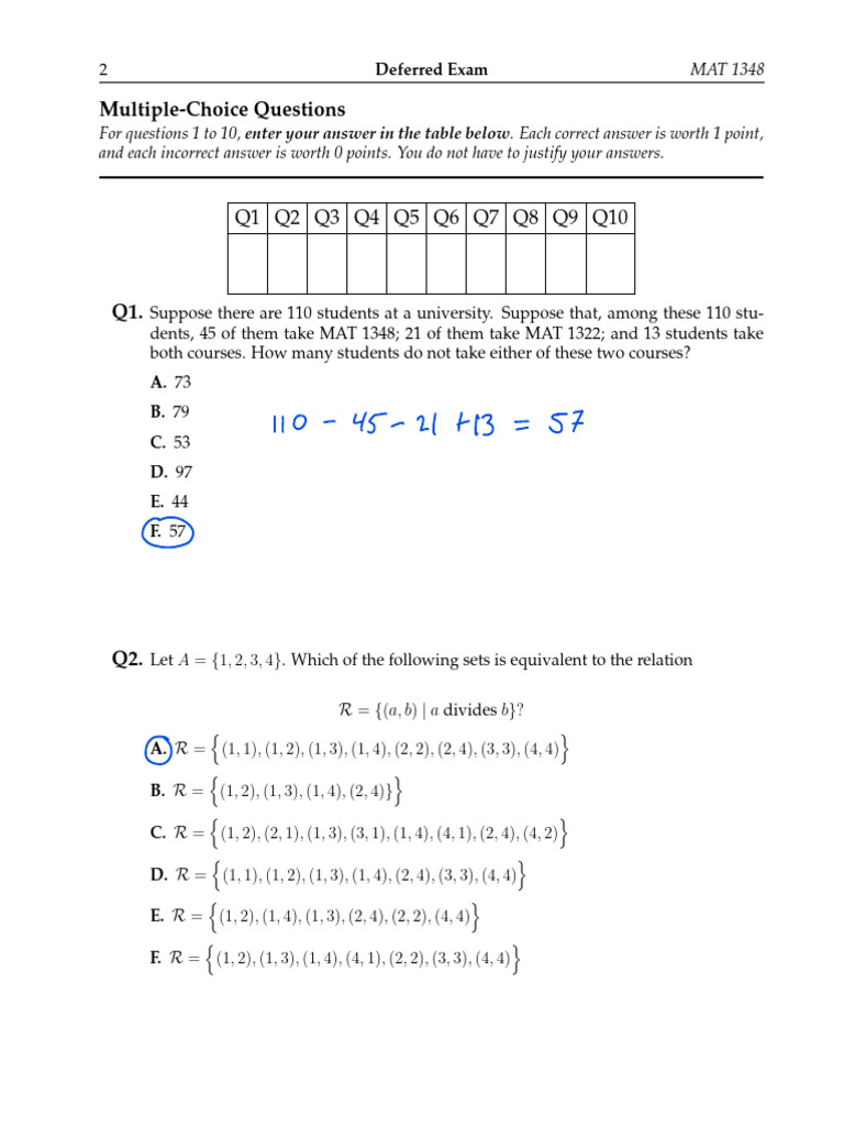 Practice Exam 1 - Solutions | PDF | Function (Mathematics ...