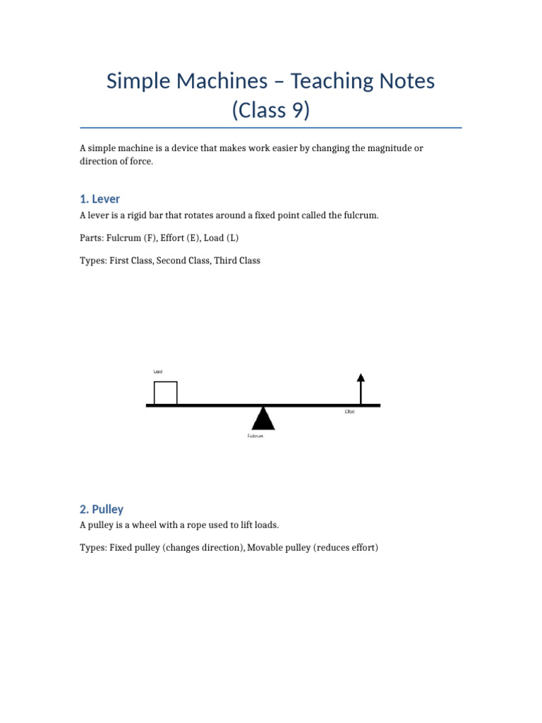 Simple Machines Notes | PDF