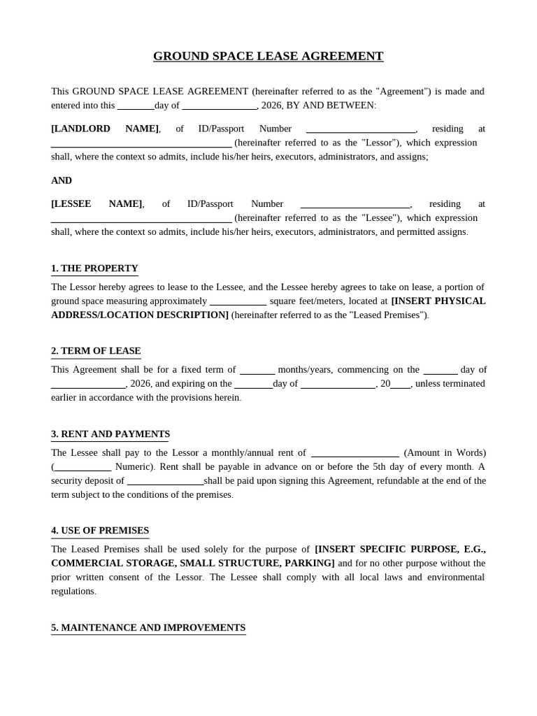 Ground Space Lease Agreement | PDF | Lease | Indemnity