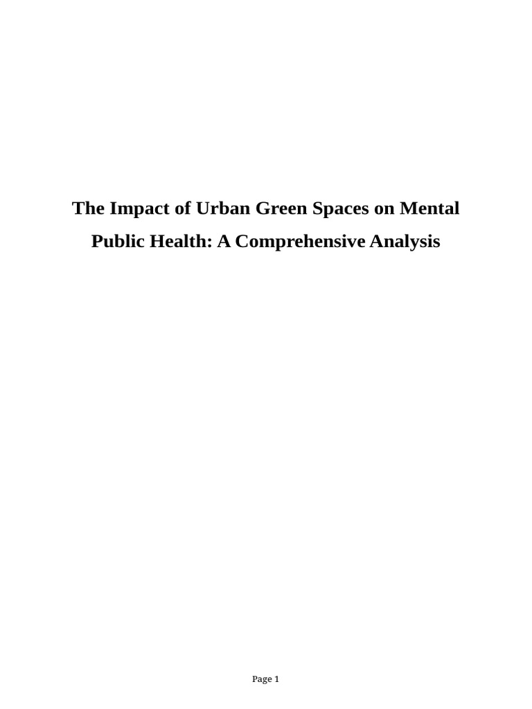 Urban Green Spaces Comprehensive Study | PDF | Epistemology Of Science ...