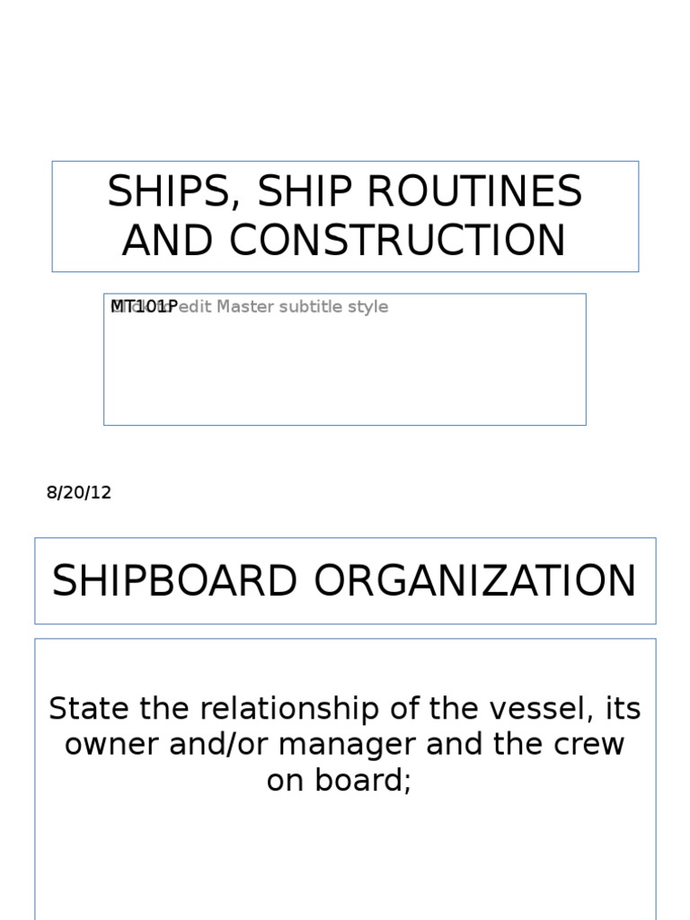 Ships, Ship Routines and Construction - July 23 | PDF | Anchor | Ships