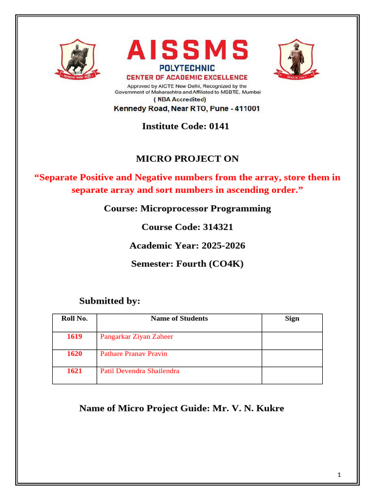 Microprocessor Programming-Microproject-Report-2025-26 | PDF | Assembly ...