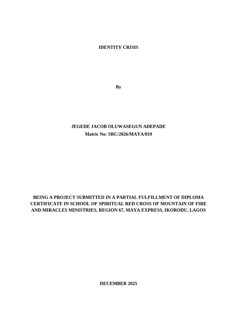 final project_identity crisis | PDF | Deliverance Ministry | Jesus