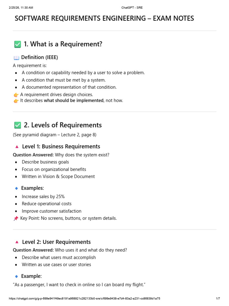 Sre Exam Notes | PDF | Systems Engineering | Computer Engineering
