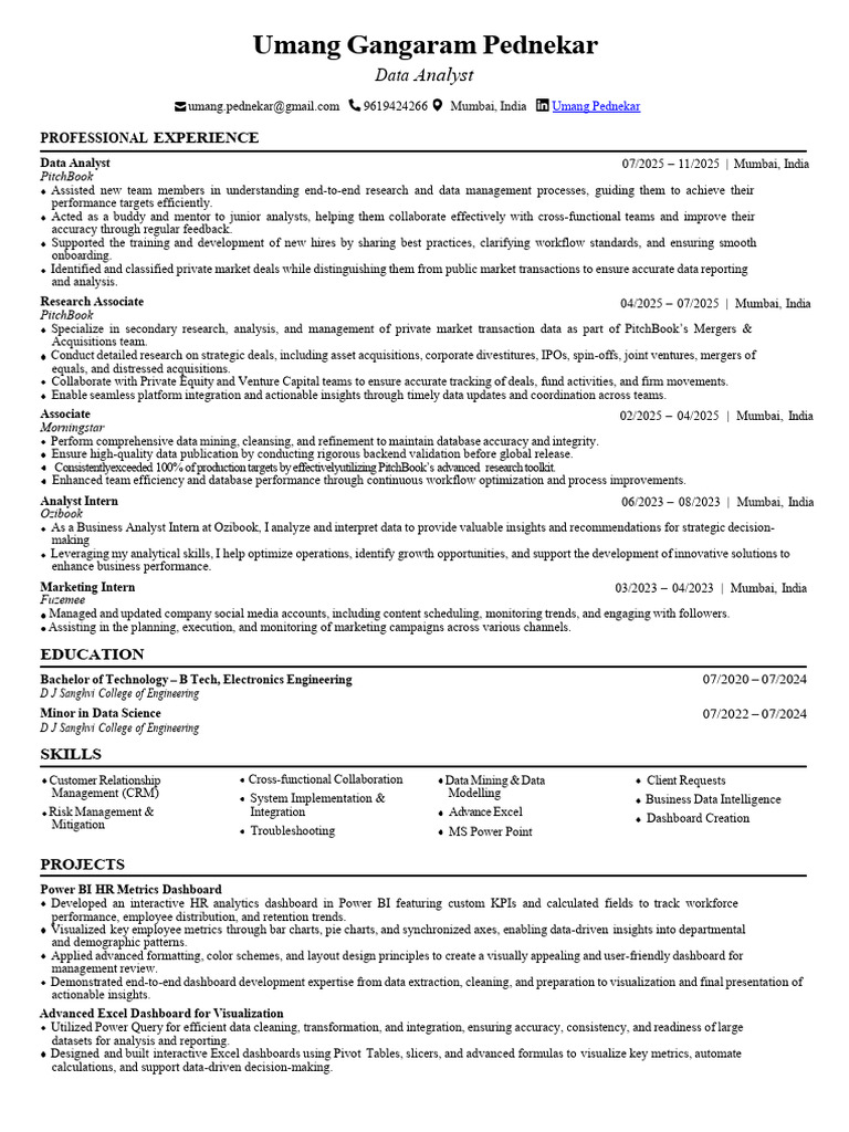 Umang Resume | PDF | Mergers And Acquisitions | Customer Relationship ...