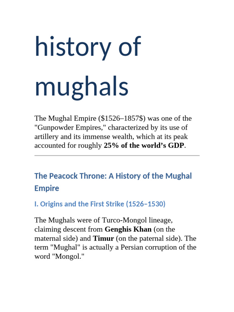 Mughal History | PDF | Mughal Empire