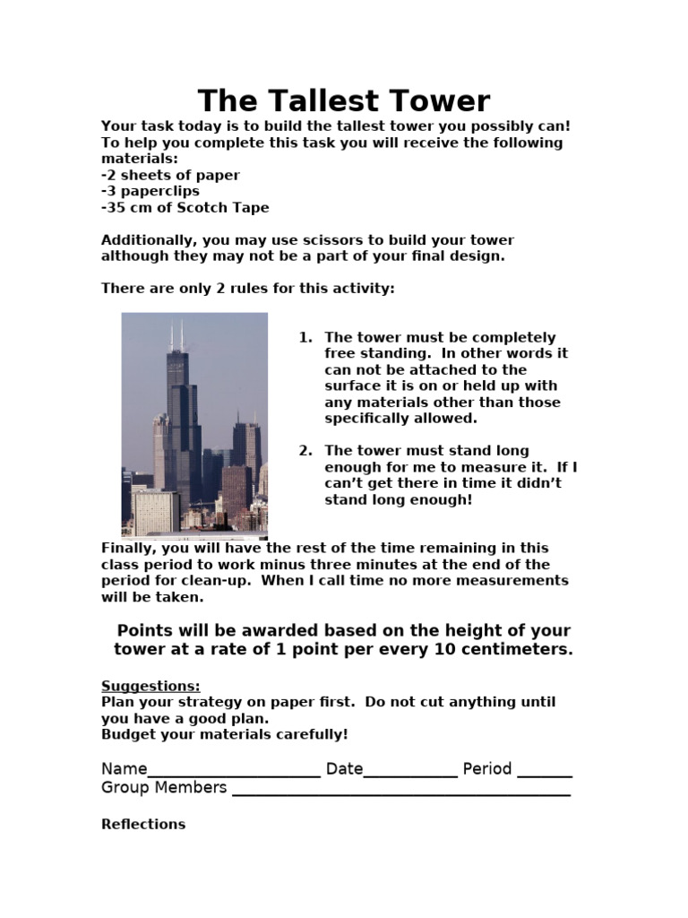 Lab 2. Paper Tower Lab | PDF