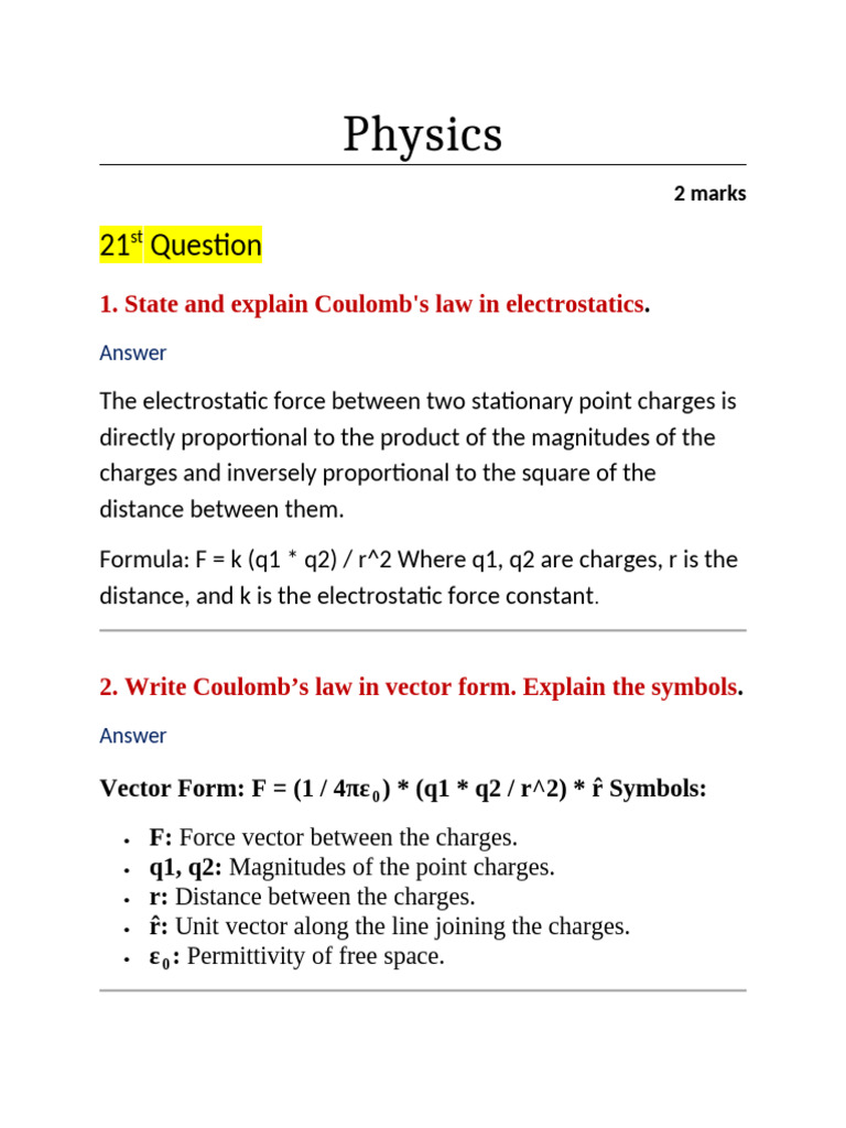 Physics Questions With Answer | PDF