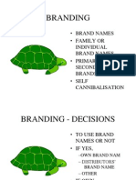Branding: - Brand Names - Family or Individual Brand Names - Primary and Secondary Brands - Self Cannibalisation