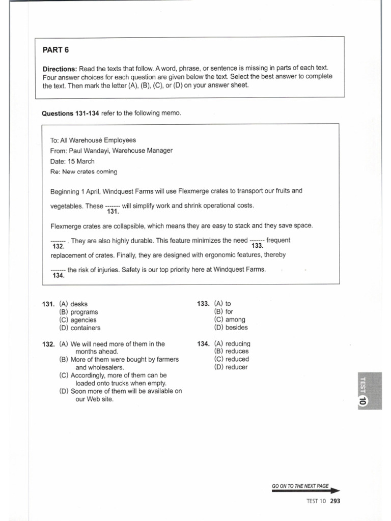 Part 6 7 Ets 2026 Test 10 | PDF