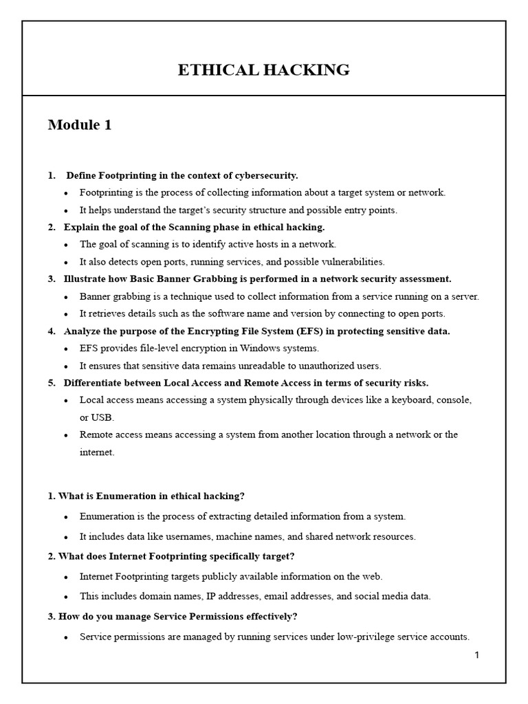 Ethical Hacking AnswerBank | PDF | Virtual Private Network | Denial Of ...