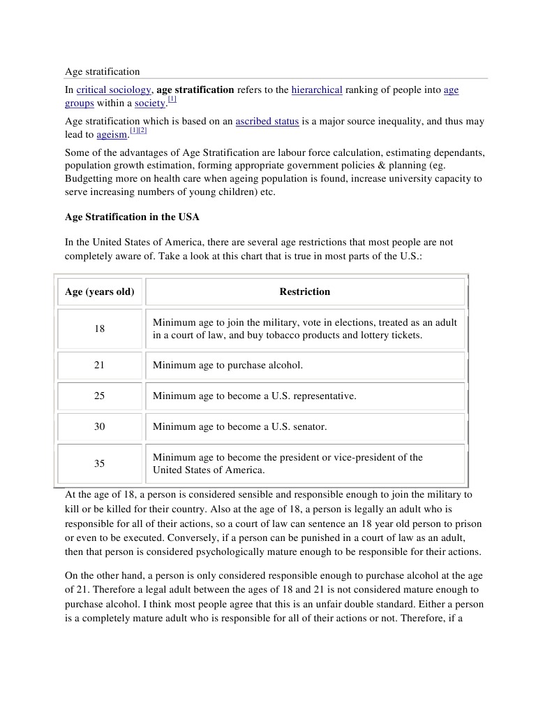 critical sociology hierarchical age groups society ascribed status ageism