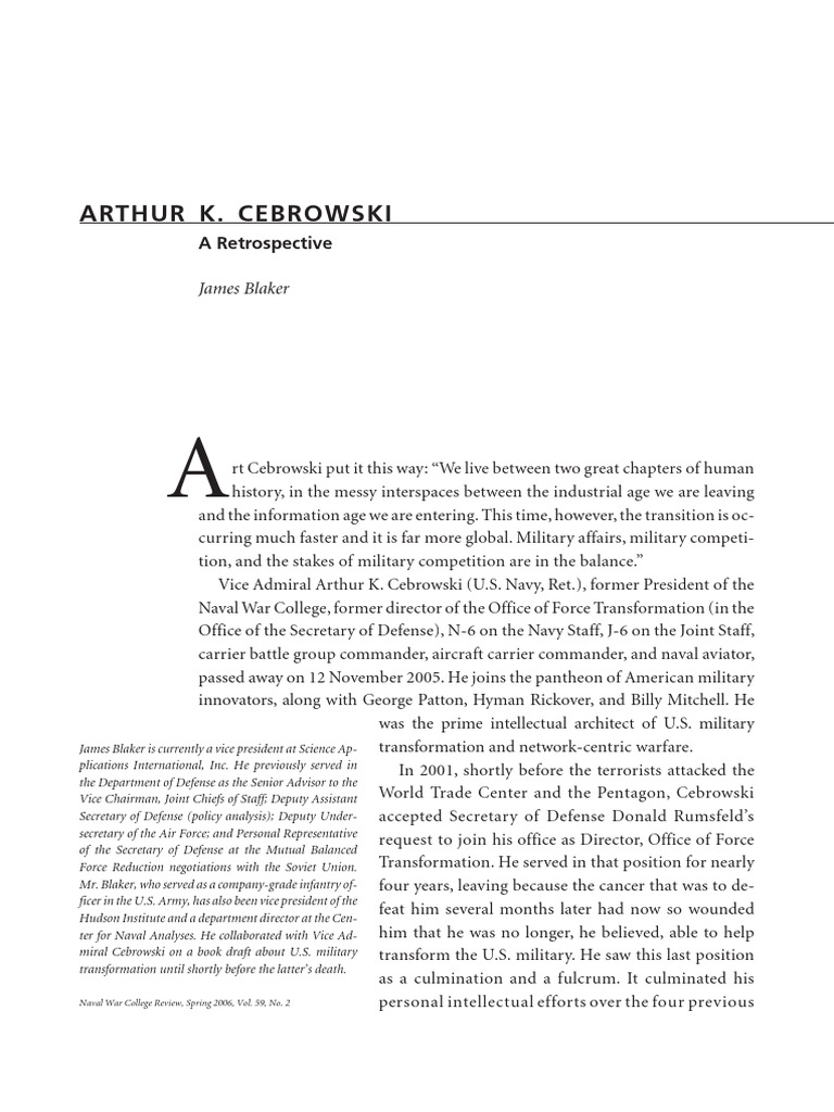 Arthur-K--Cebrowski_-A-Retrospective | PDF | Military | Navies