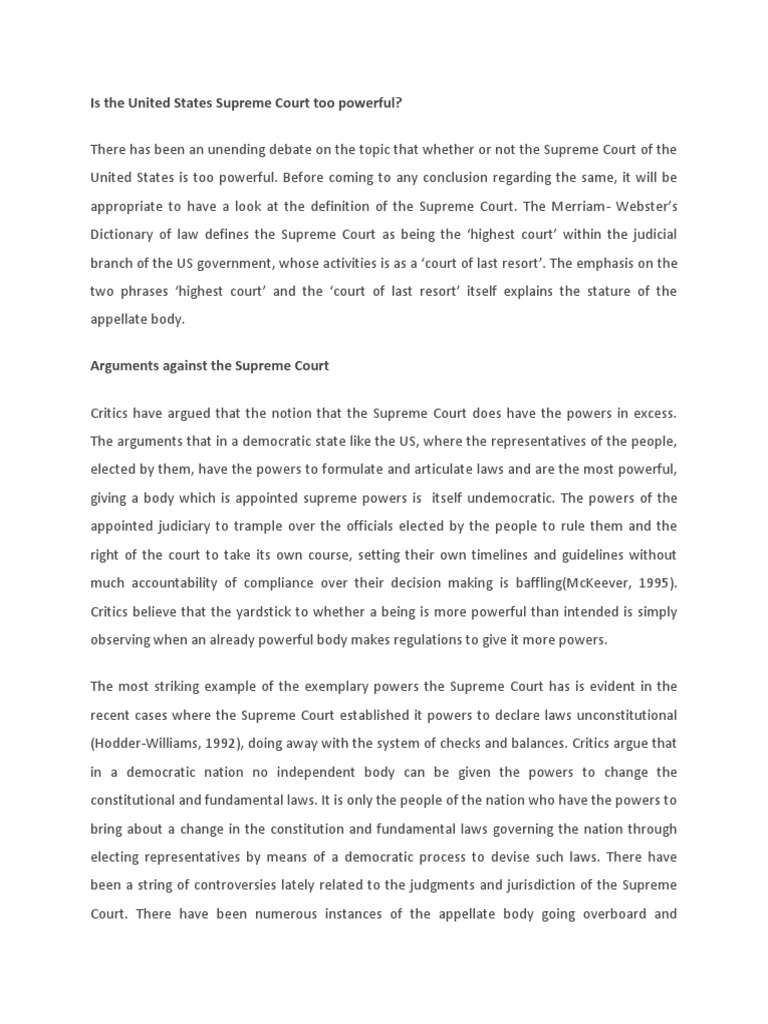 is the supreme court too powerful