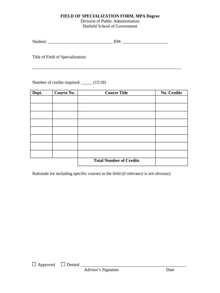 Field Specialization Form | PDF