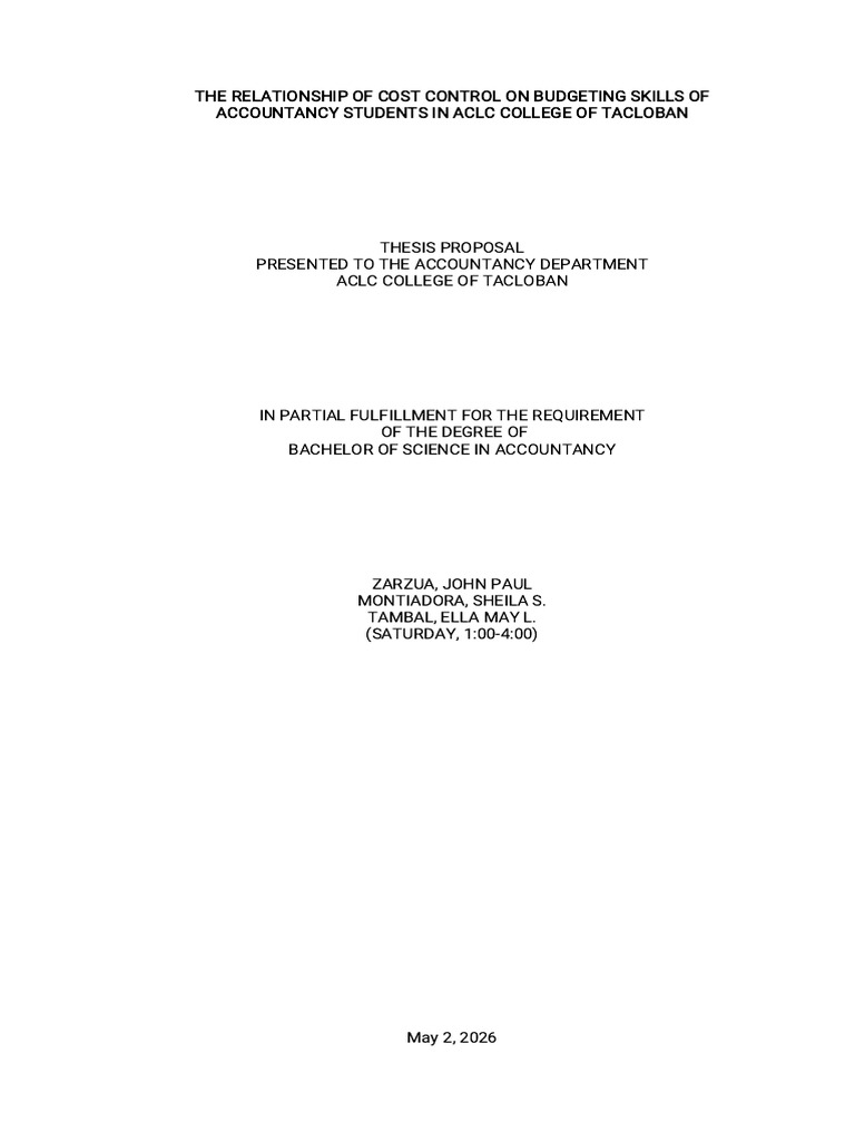 Thesis-Proposal-Sample-Front-page | PDF | Cost Of Living | Statistics