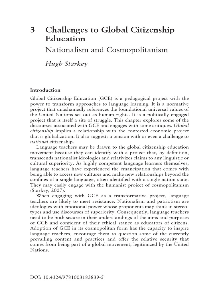 Challenges to Global Citizenship Education | PDF | Cosmopolitanism ...