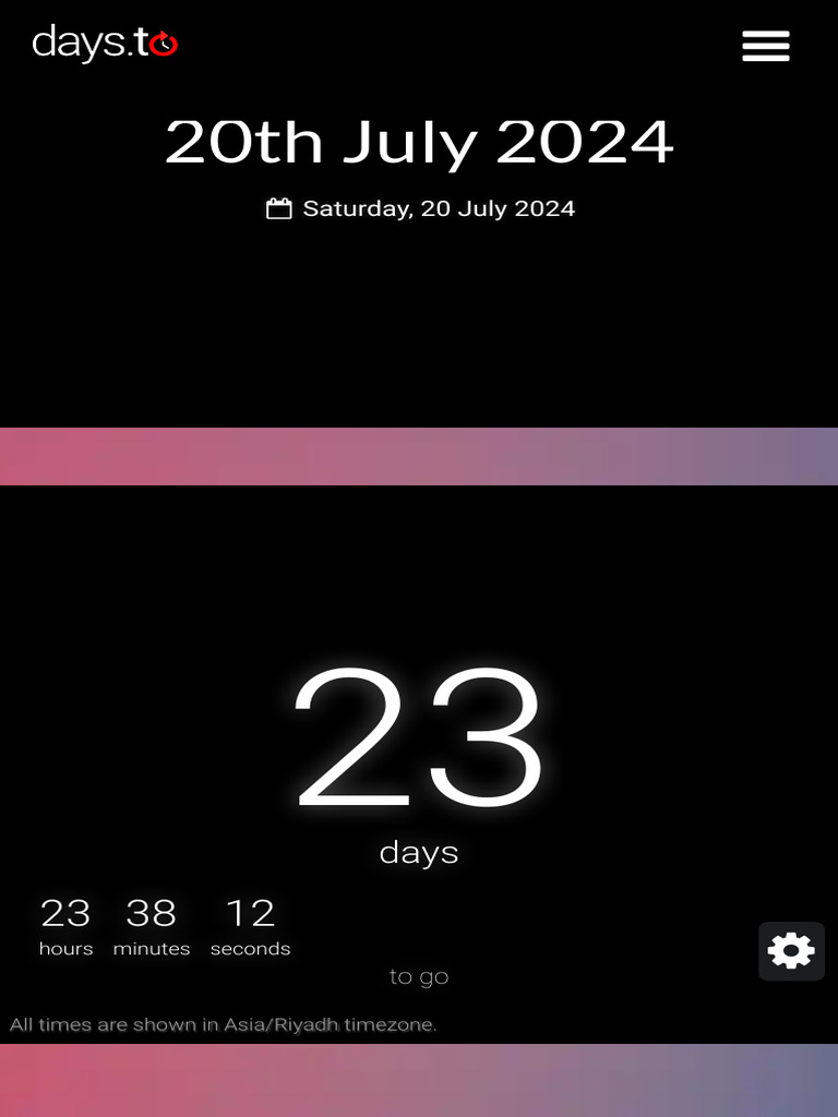 How Many Days Until 20th July 2024 | PDF