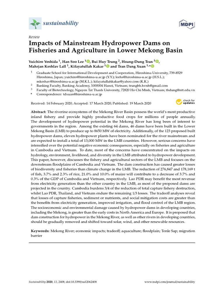 Impacts of Mainstream Hydropower Dams on Fisheries | PDF | Mekong ...