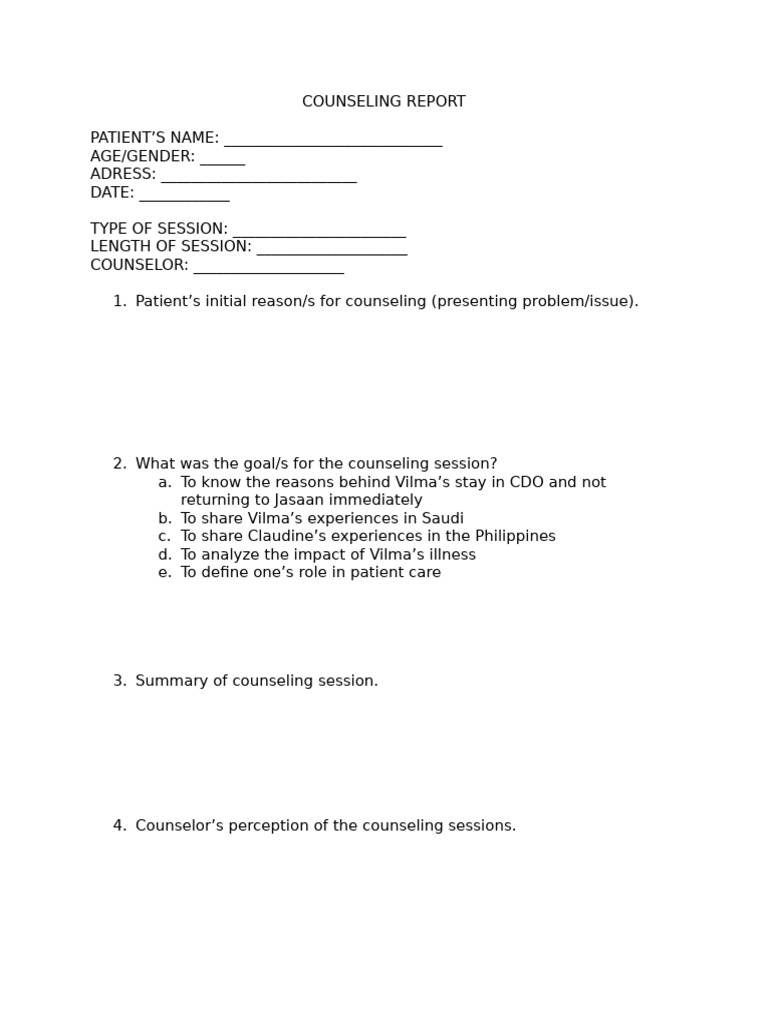 Counseling Report | PDF