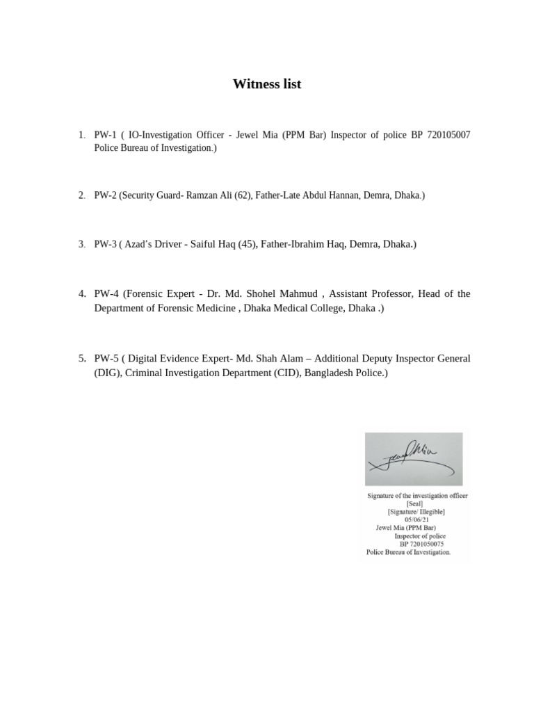Witness List Final 1 | PDF