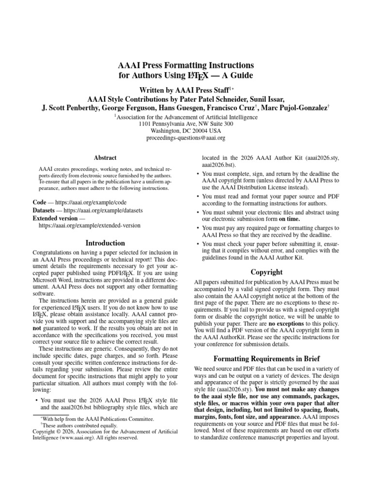 Formatting Instructions LaTeX 2026 | PDF | Typefaces | Image Resolution