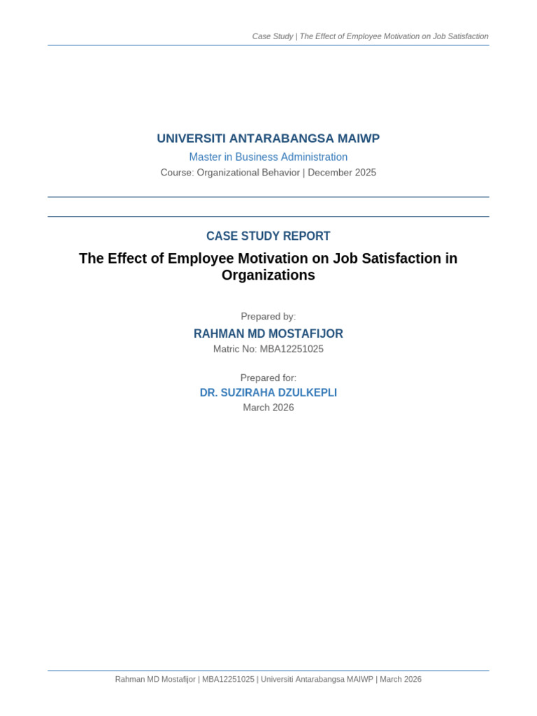 Case Study Employee Motivation | PDF | Motivational | Motivation