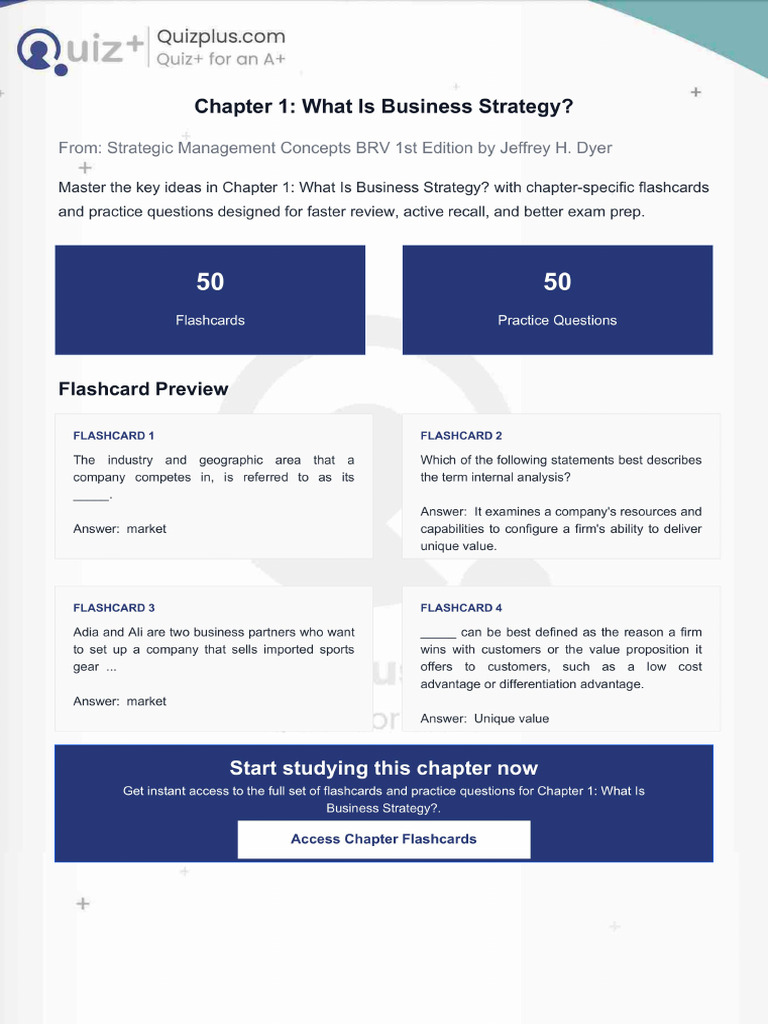 Flashcards for Chapter 1 What is Business Strategy | PDF